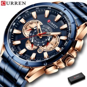 Curren Portas Relógios Dos Homens Marca De Luxo Cronógrafo De Aço Inoxidável Relógio De Quartzo Data Relógio De Pulso De