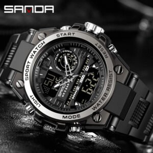Sanda Relógio Masculino à Prova D'água Relógio Esportivo Moda Luxo LED Digital Militar Multifuncional Relógio Masculino
