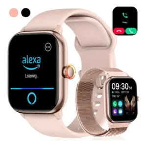 Relógio Inteligente Smartwatch Alexa Chamadas Bluetooth NOVANTE Rosa Digital Feminino Masculino Esportivo Notificações I