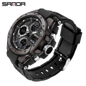 SANDA Relógio masculino esportivo de luxo à prova d'água quartzo LED multifuncional para natação militar relógio masculi