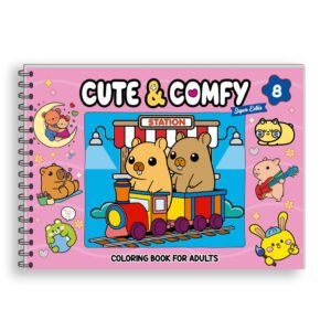 Cute & Comfy Super Extra Edição 08 - Livro de Colorir Adulto - Capa Dura Holográfica - Rosa