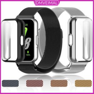 Capinha Capa TPU Pulseira De Metal Aço Magnético Milanesa Para Relógio Smartwatch Samsung Galaxy Fit 3 Acessórios
